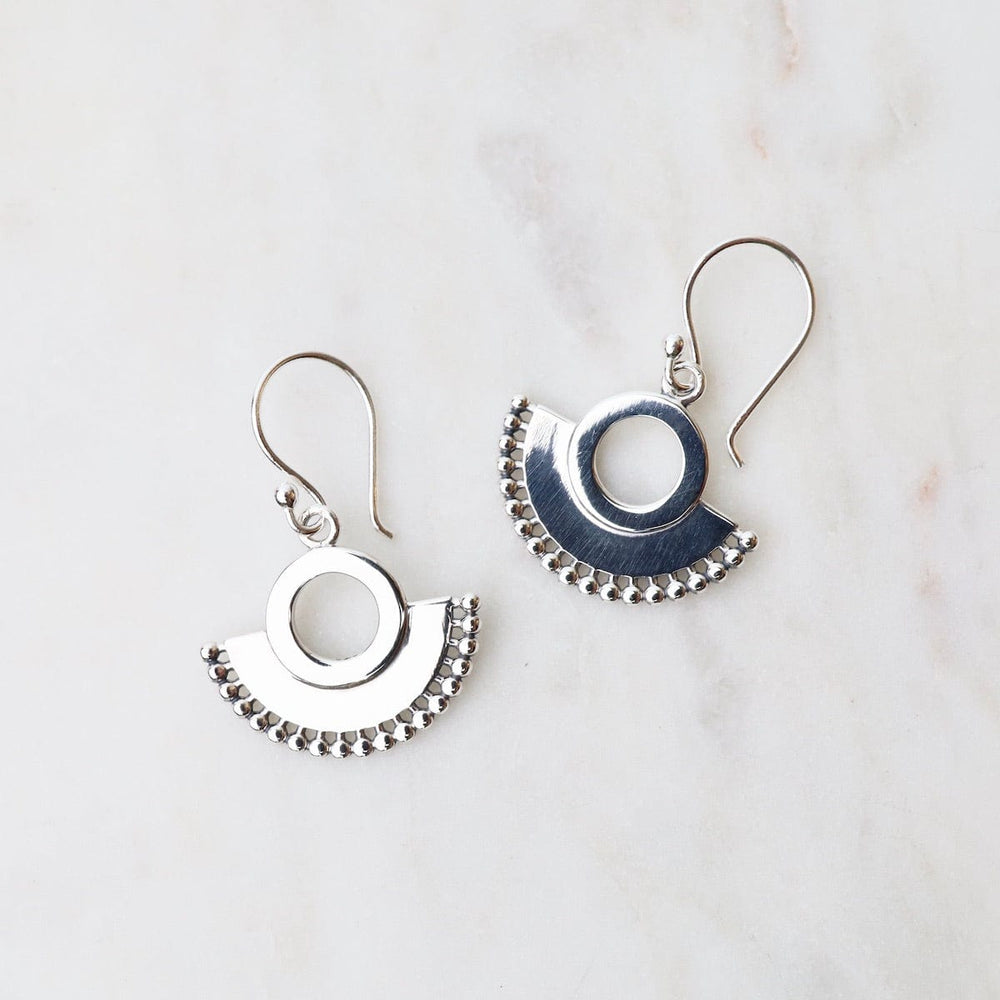 EAR Sterling Silver Circle Fan Earrings