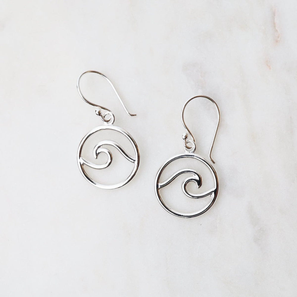 EAR Sterling Silver Circle Wave Earrings