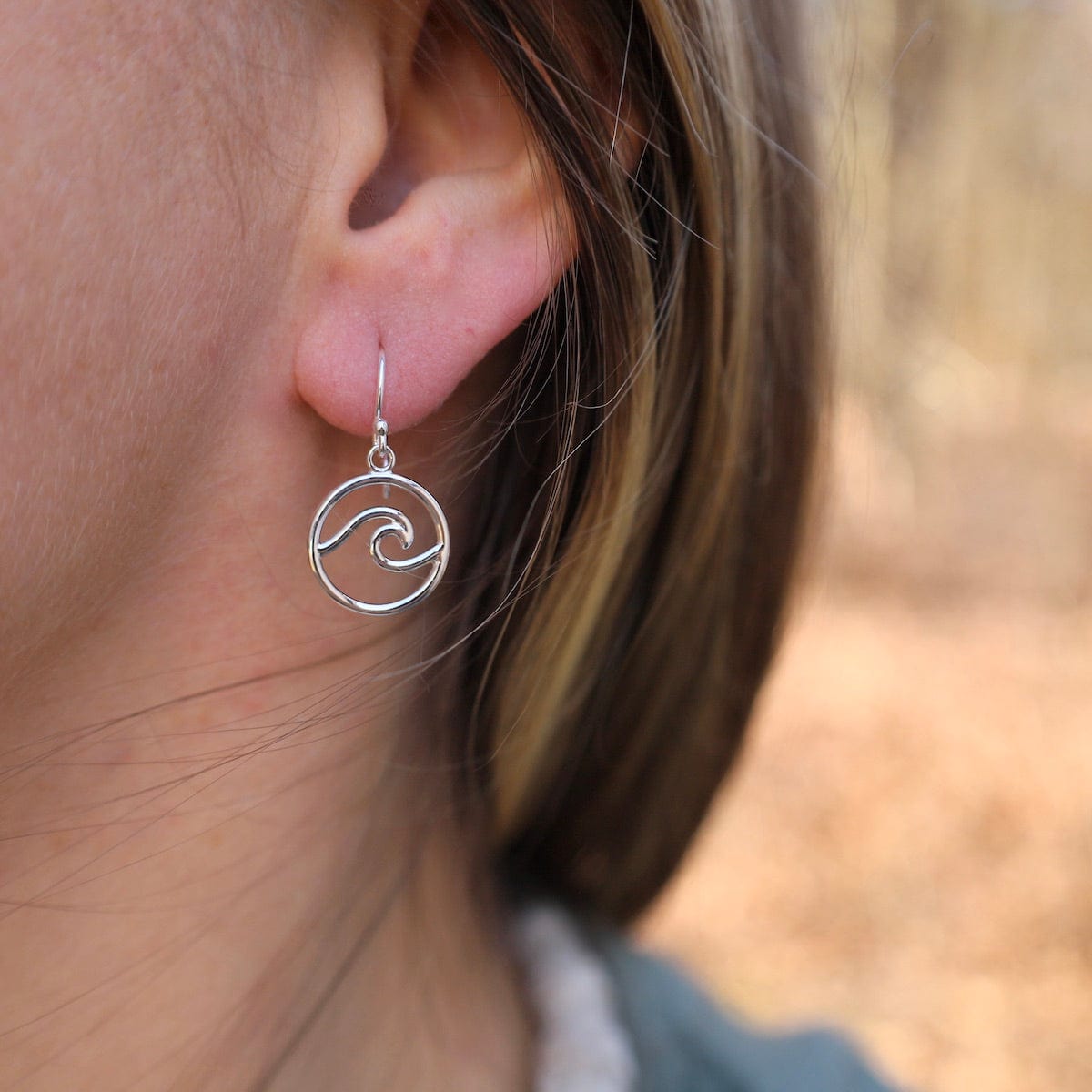 EAR Sterling Silver Circle Wave Earrings