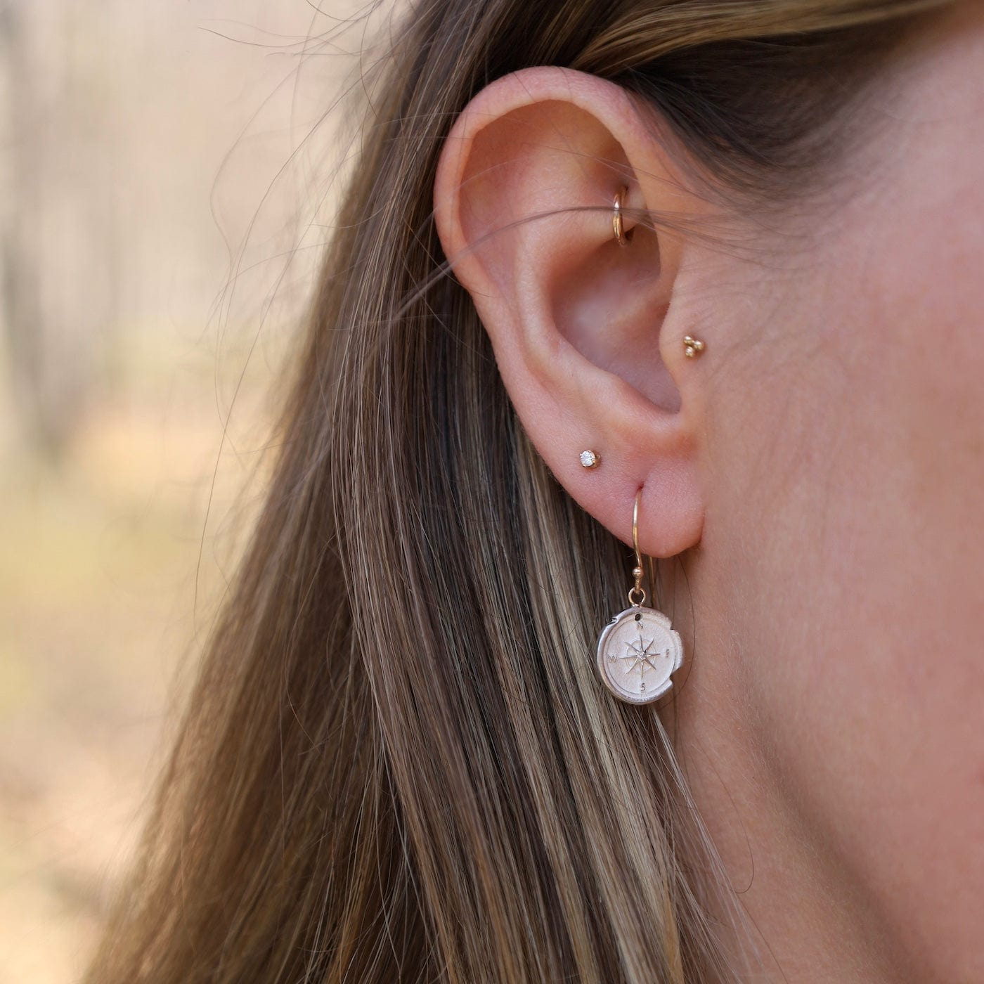 EAR Sterling Silver Compass Artifacts Earrings