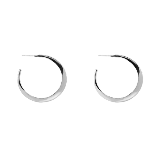 EAR Sterling Silver Crescent Moon Hoops – Large
