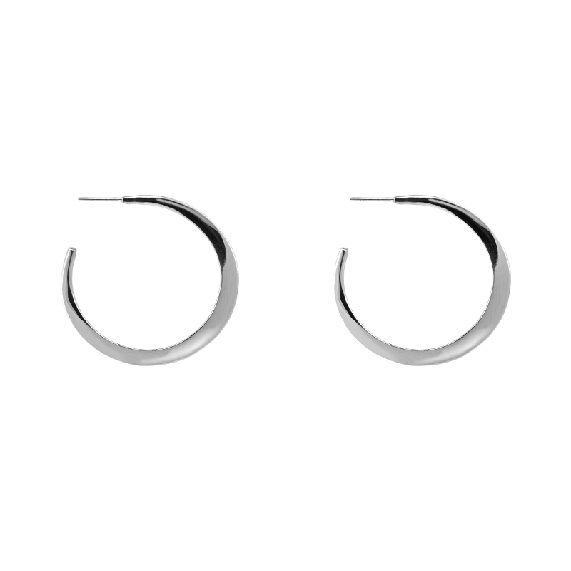 EAR Sterling Silver Crescent Moon Hoops – Medium