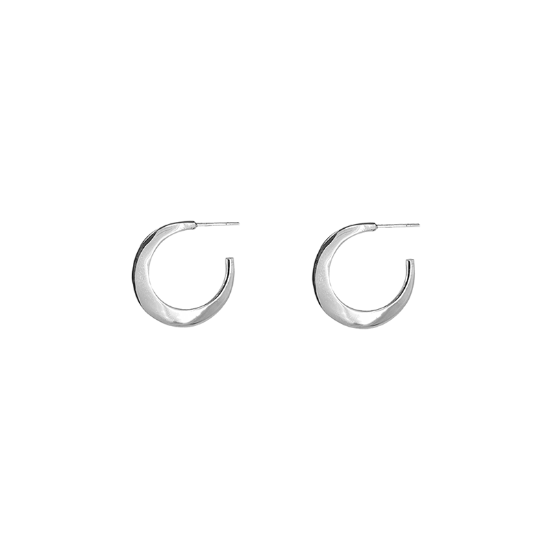 EAR Sterling Silver Crescent Moon Hoops – Small