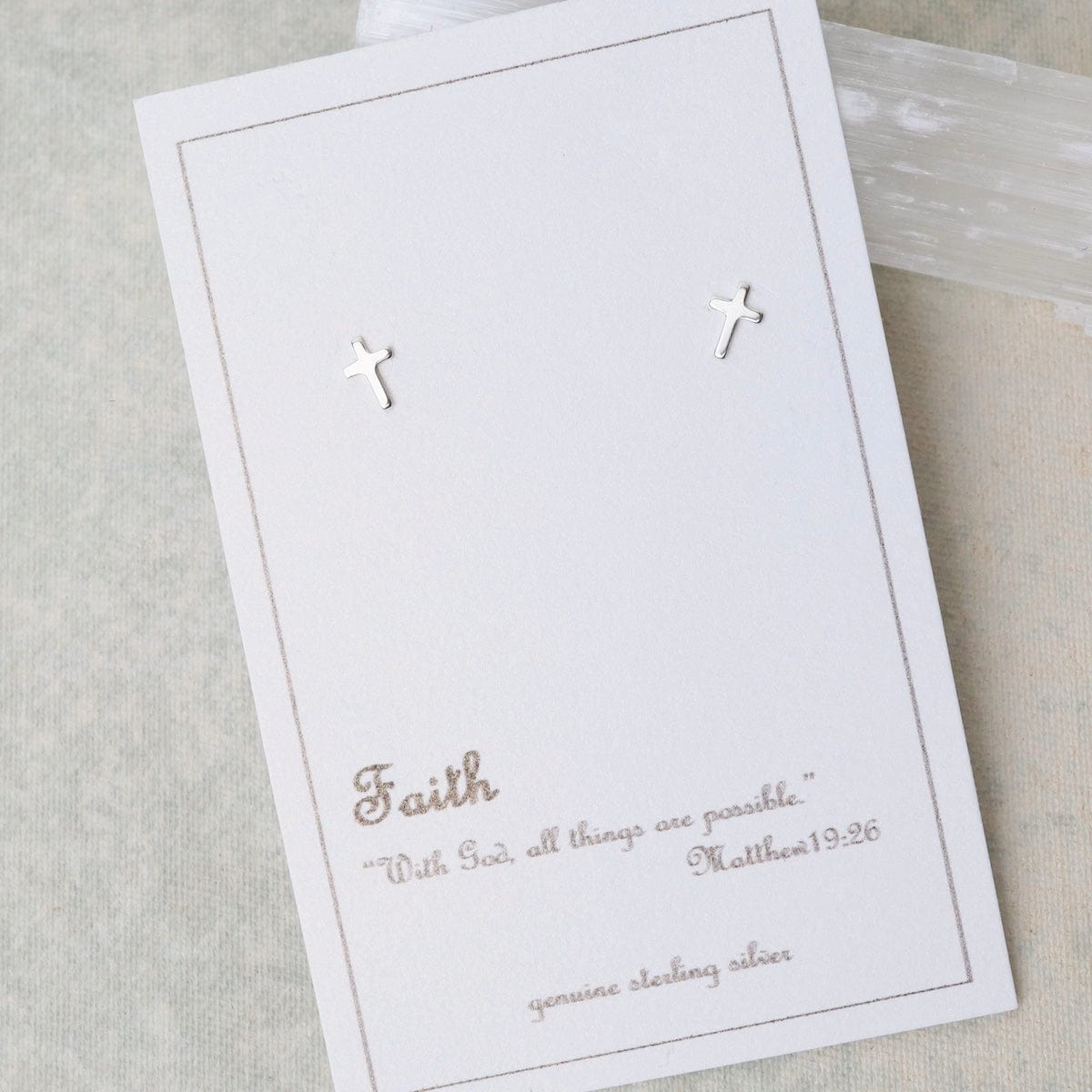 EAR Sterling Silver Cross "Faith" Post Earrings