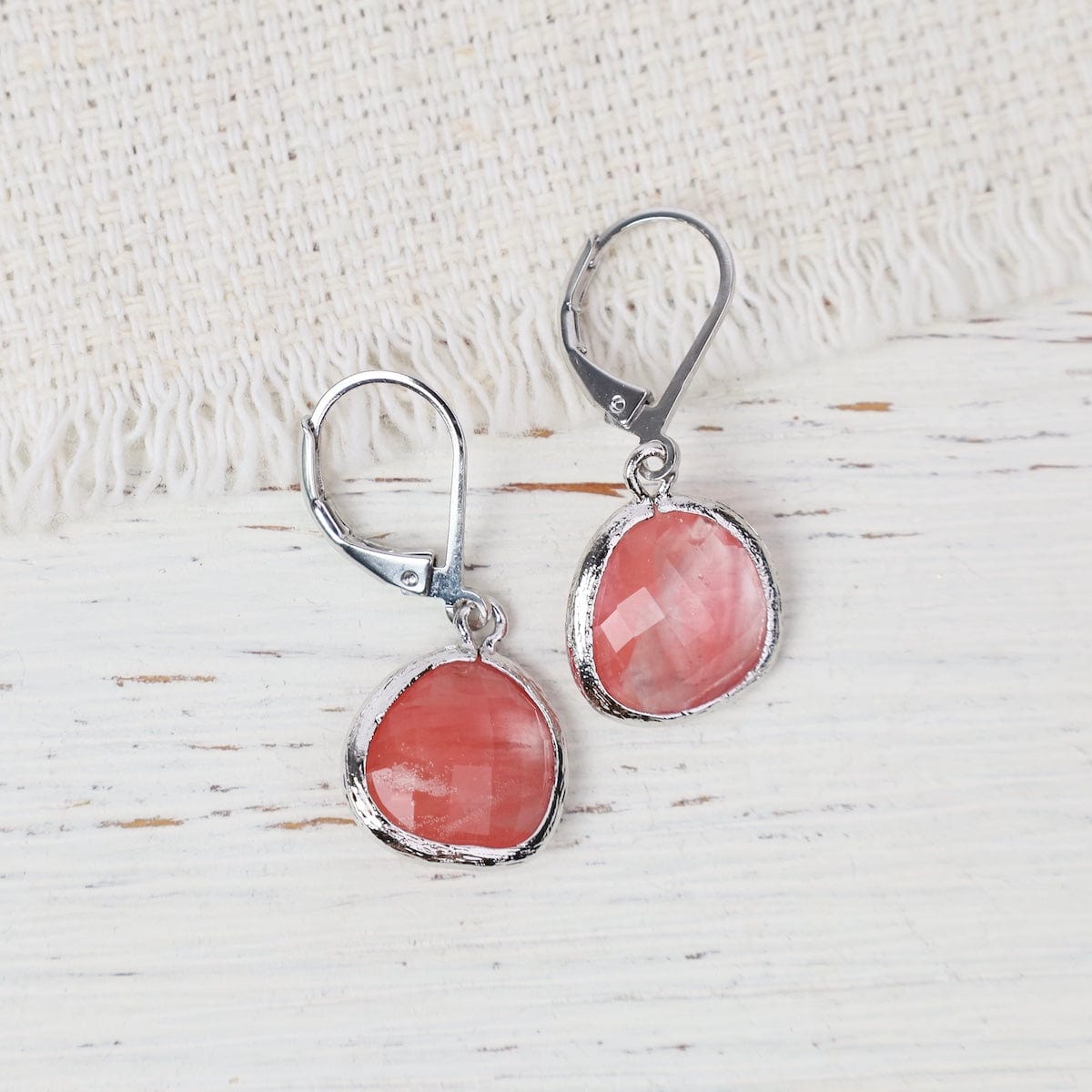 EAR Sterling Silver Crystal Lever Back Earrings - Wate