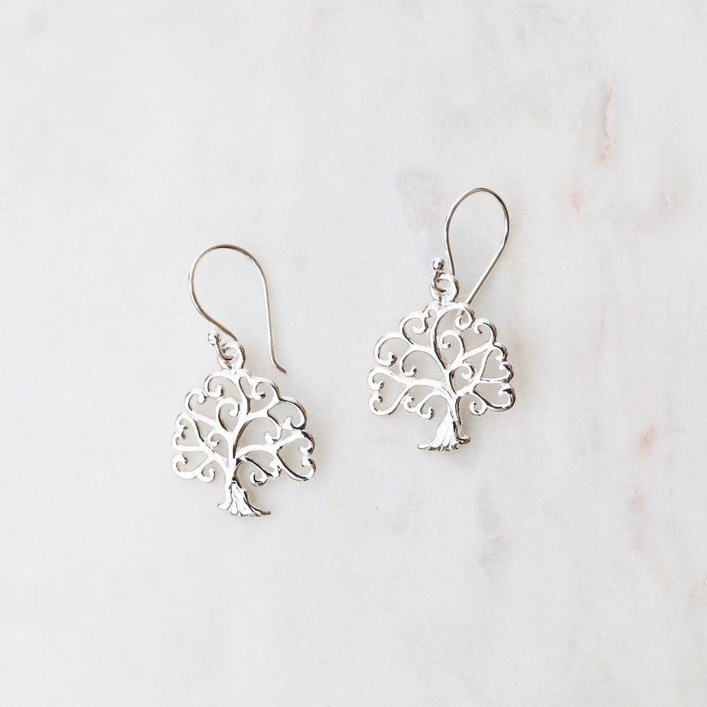 EAR Sterling Silver Cut Out Heart Tree Earrings