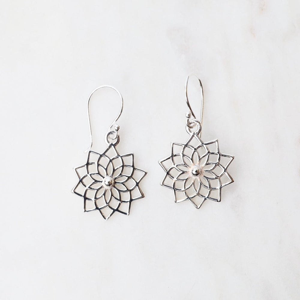 EAR Sterling Silver Cut Out Lotus Bloom Earrings