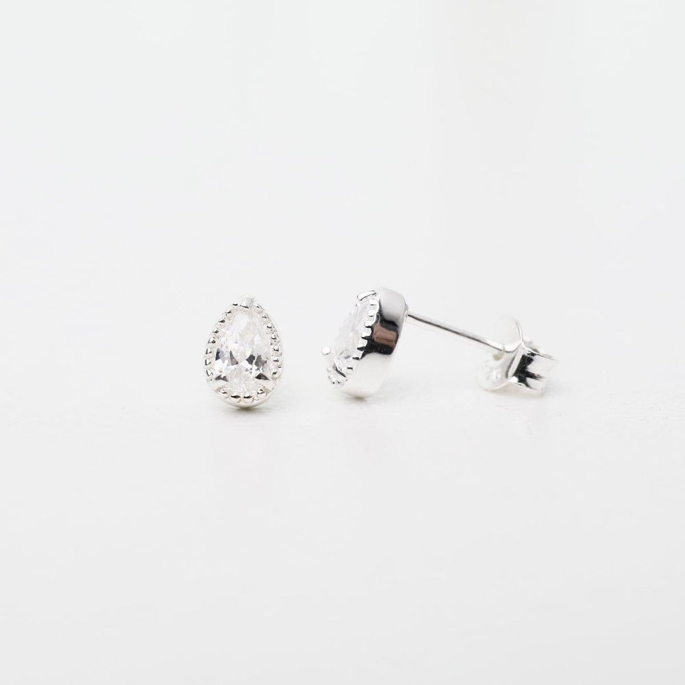 
                  
                    EAR Sterling Silver CZ Milgrain Edge Pear Studs
                  
                