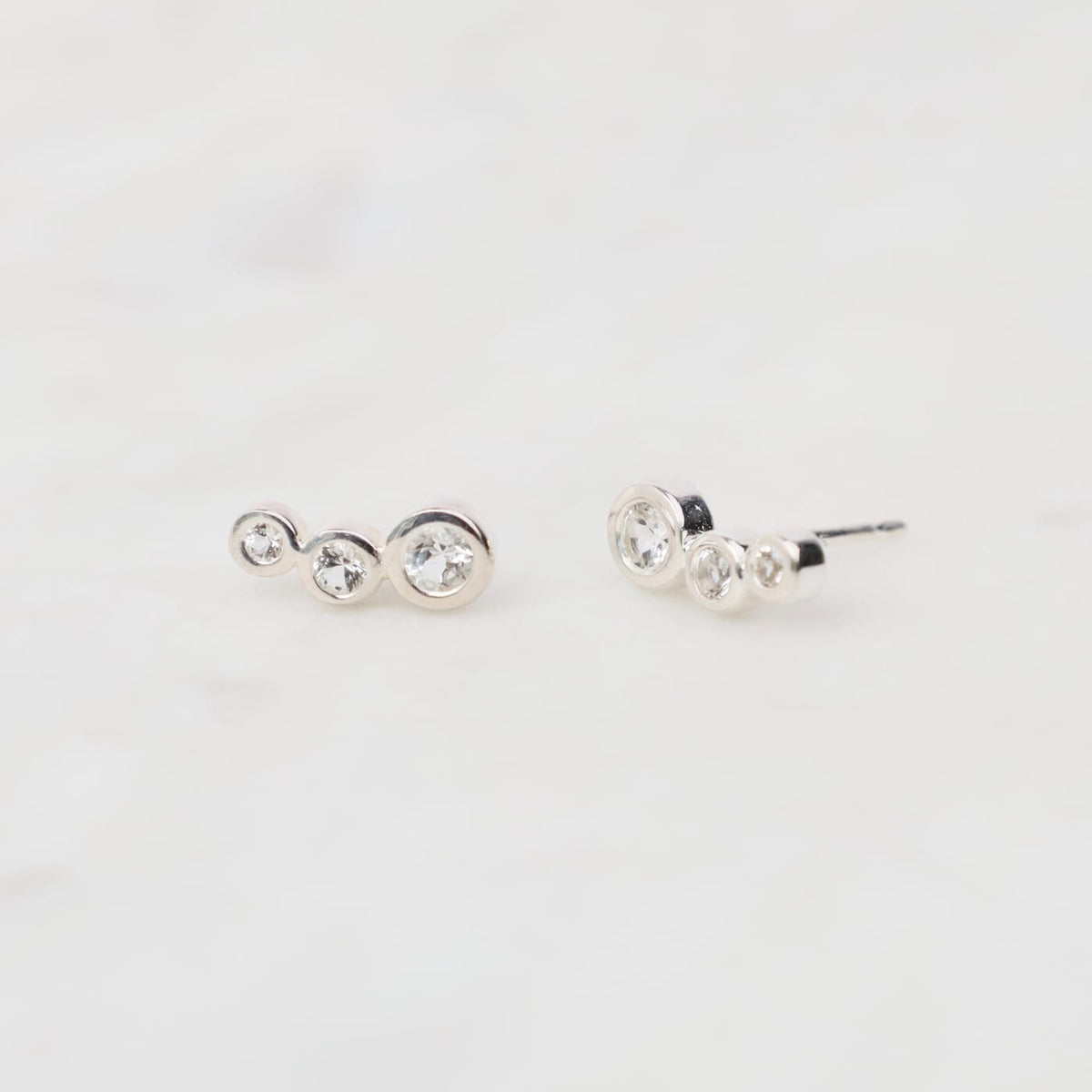 EAR Sterling Silver CZ Small Curved Studs
