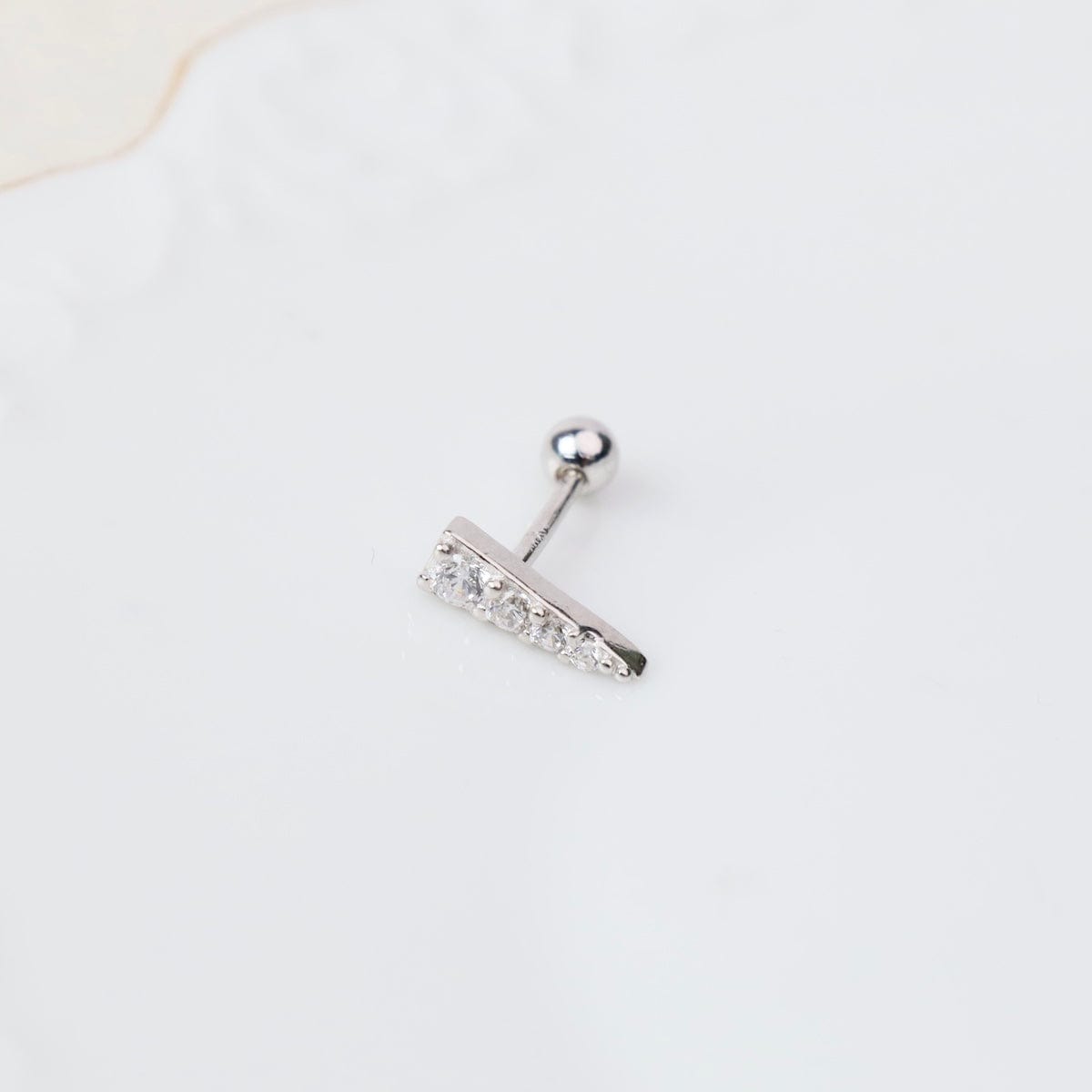 EAR Sterling Silver & CZ Spike Barbell Single Stud Earring