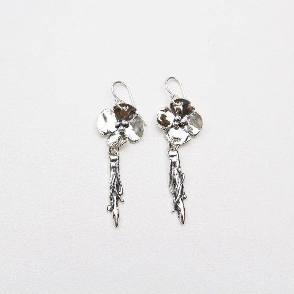 
                      
                        EAR Sterling Silver Dogwood Flower with Vine Drop Earrings
                      
                    