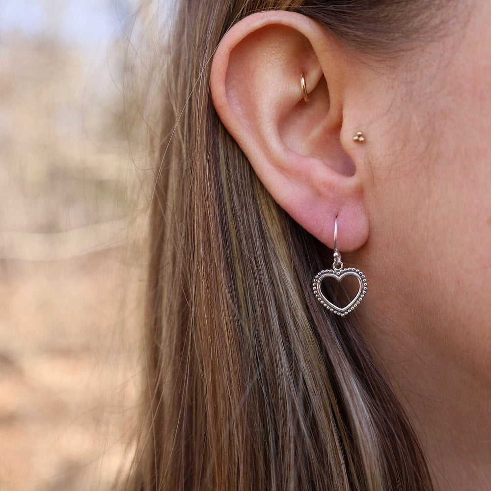 EAR Sterling Silver Dotty Heart Earrings