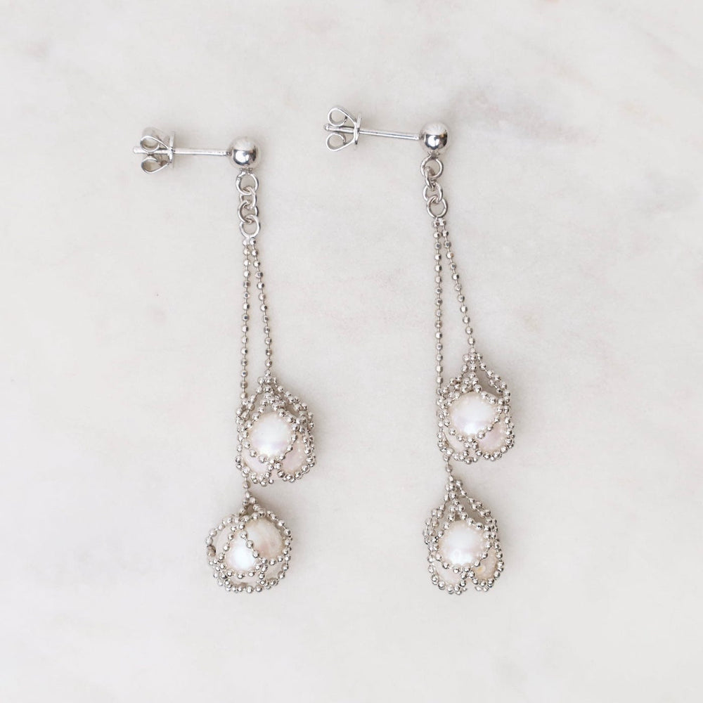 
                      
                        EAR Sterling Silver Double Captured Pearl Drop Earrings
                      
                    