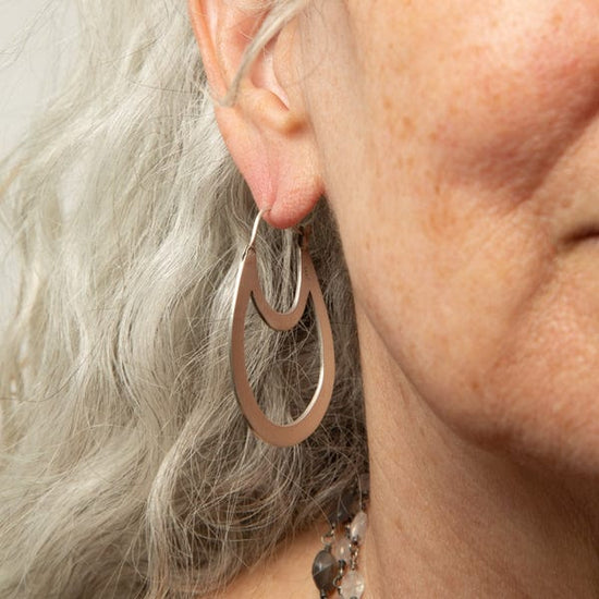 EAR Sterling Silver Double Oval Hoop Earrings