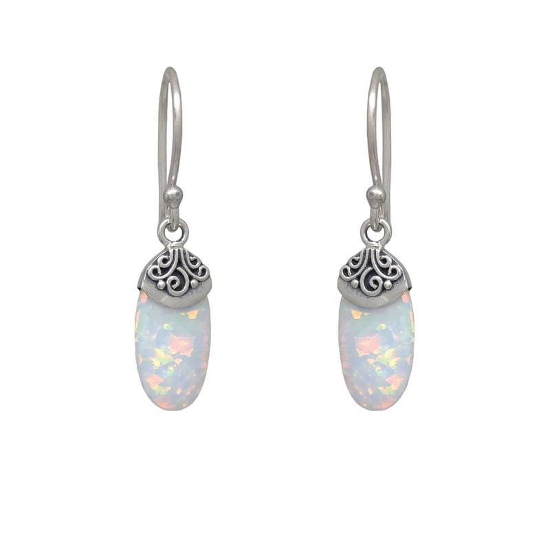 EAR Sterling Silver Drop with Oval Mosaic Opal