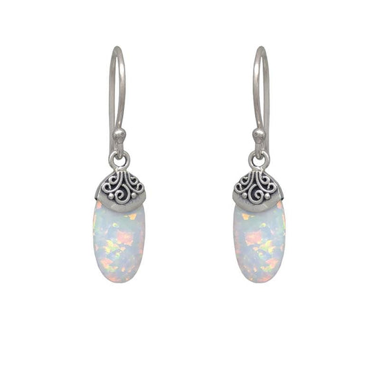 EAR Sterling Silver Drop with Oval Mosaic Opal