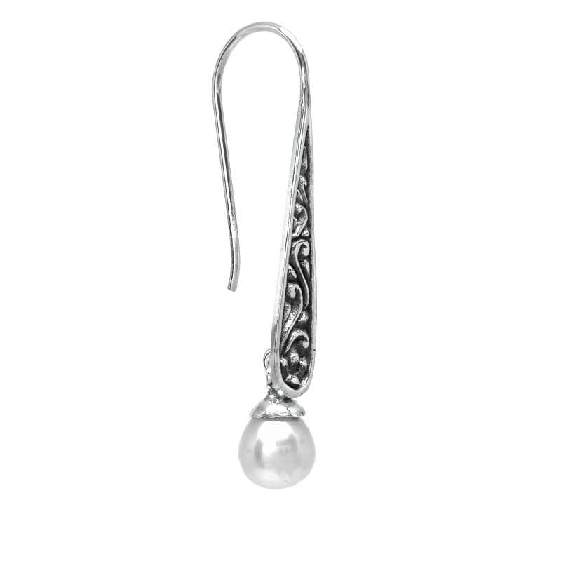 
                  
                    EAR Sterling Silver Embossed Dangle with Pearl Drop
                  
                