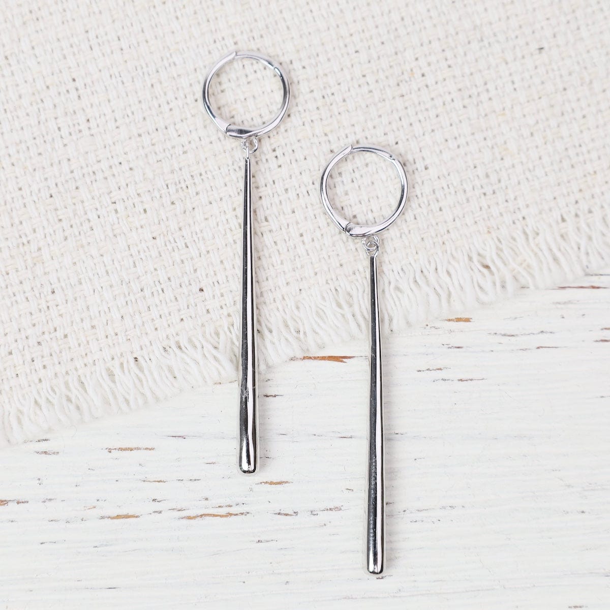 EAR Sterling Silver Endless Hoops with Elongated Teard