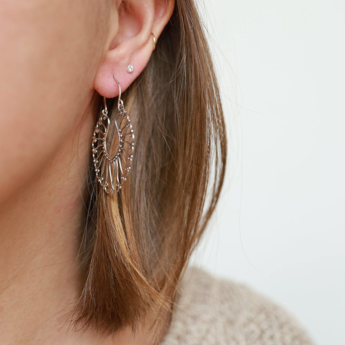 EAR Sterling Silver Fan Hoop