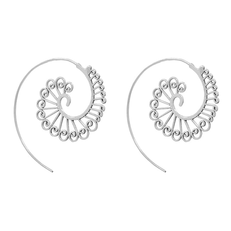 EAR Sterling Silver Fibonacci Spiral Hoop