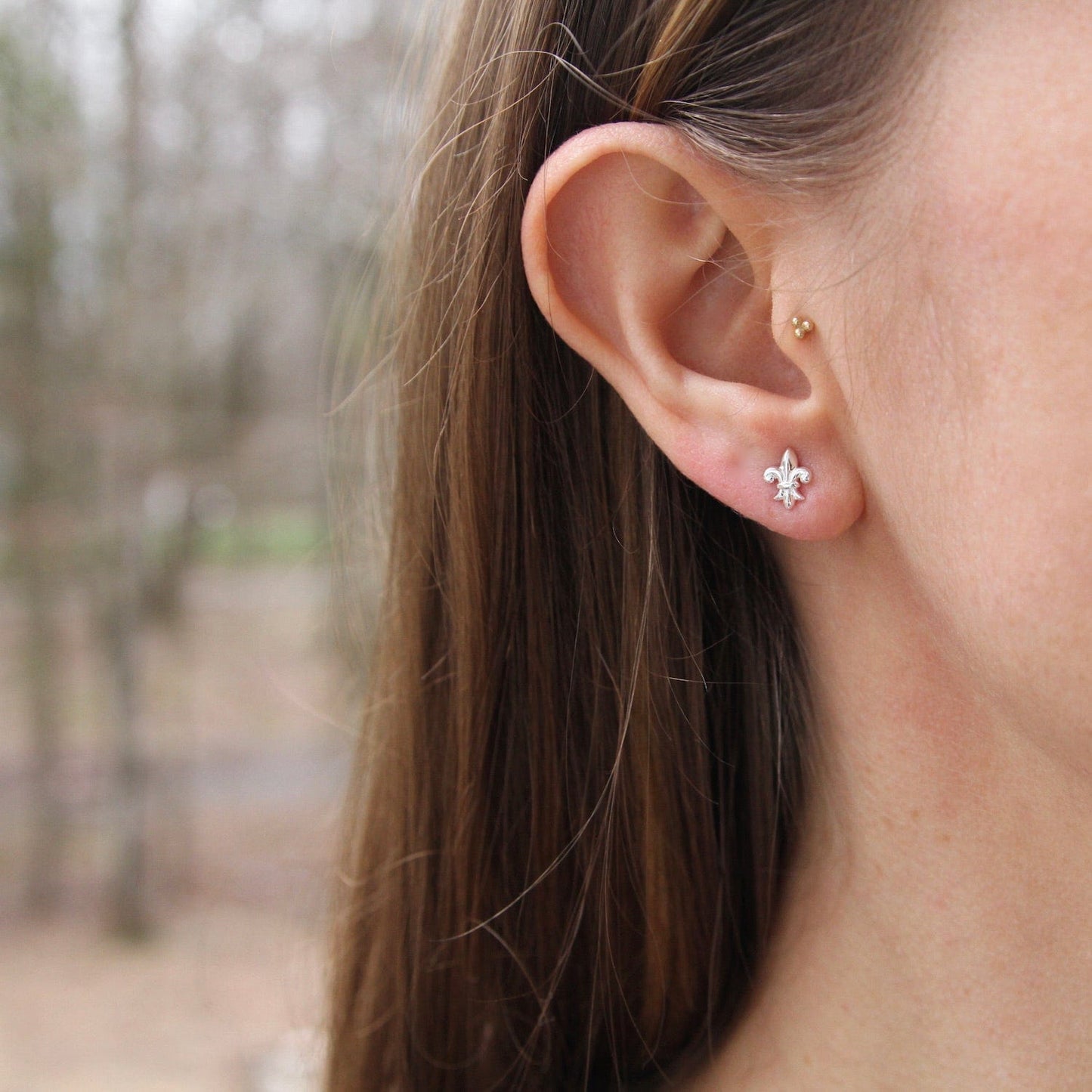 EAR Sterling Silver Fleur de Lis Post Earring