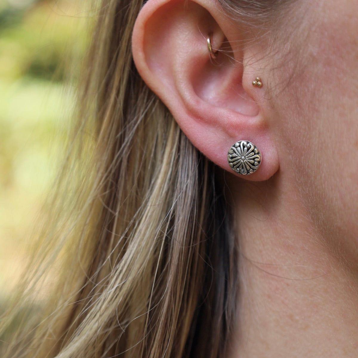 Sterling Silver Floral Stud Earrings