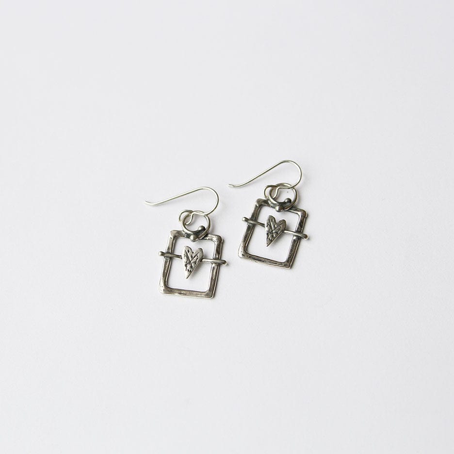 EAR Sterling Silver Framed Heart Earring