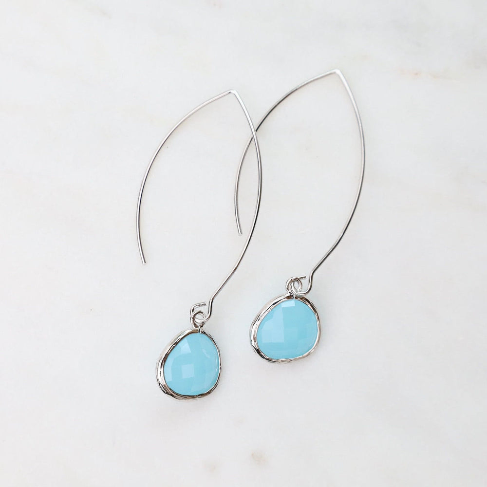 EAR Sterling Silver Gem Dangle Earrings - Ocean