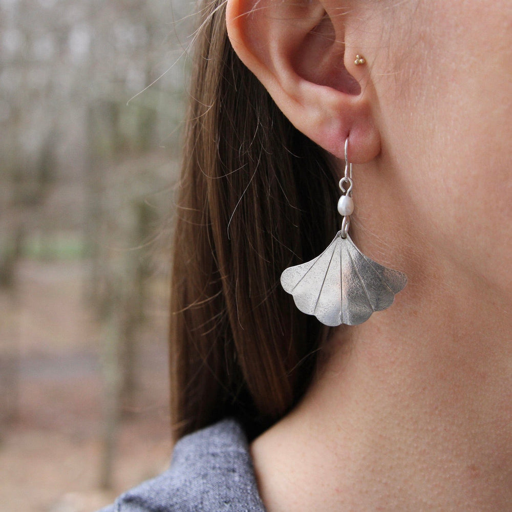 EAR Sterling Silver Ginkgo Leaf Earring