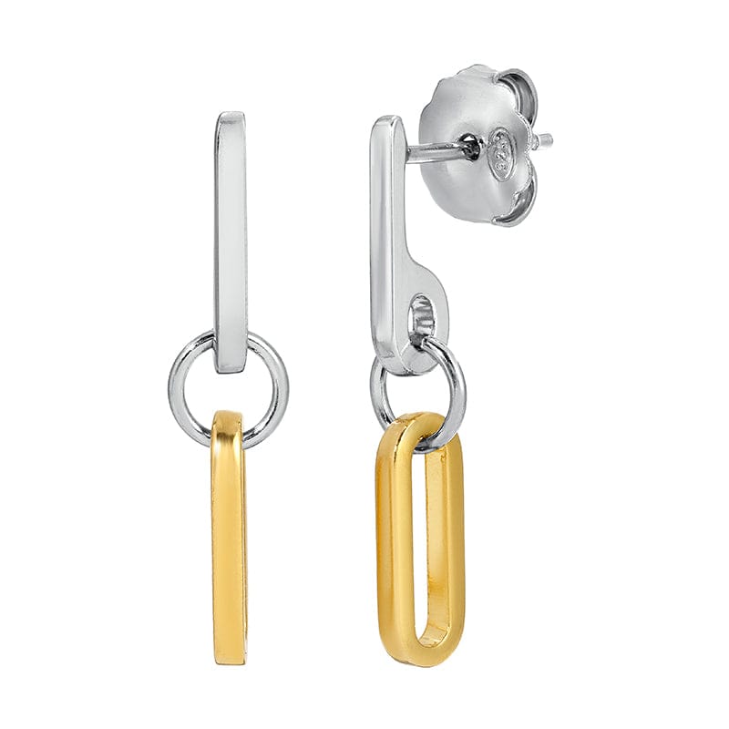 EAR Sterling Silver  & Gold Plated Rectangle Earrings