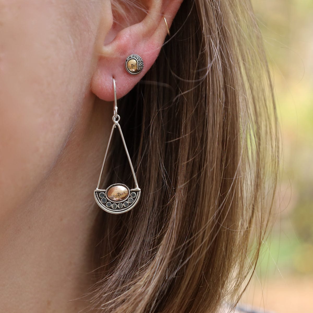 EAR Sterling Silver & Gold Sunrise Earring