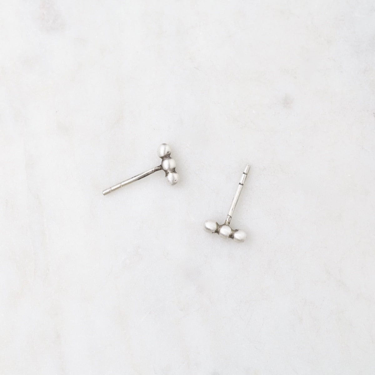 EAR Sterling Silver Granulated Three Ball Stud Earrings