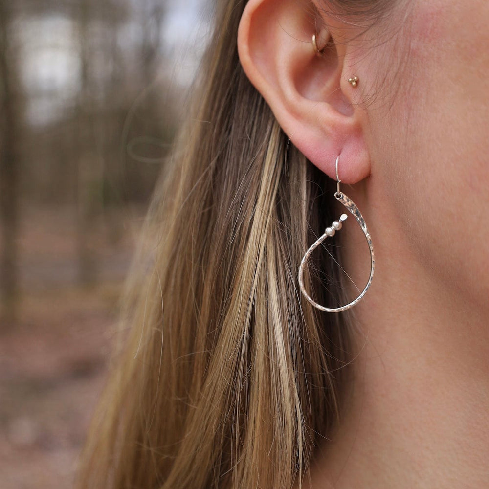 EAR Sterling Silver Hammered Teardrop Earrings