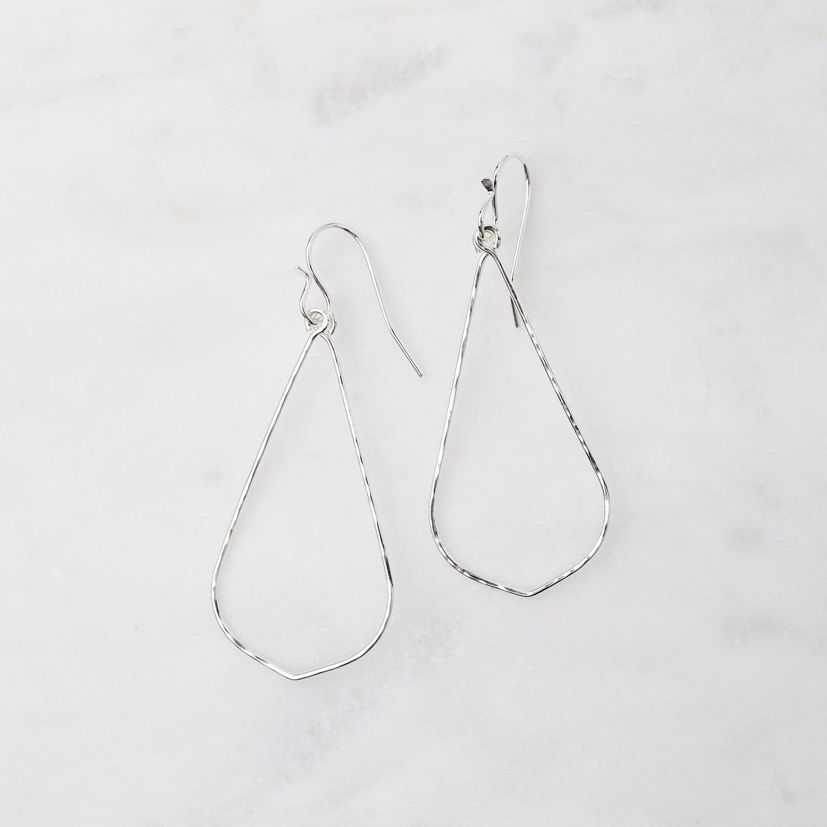 EAR Sterling Silver Hammered Wire Teardrop Earrings