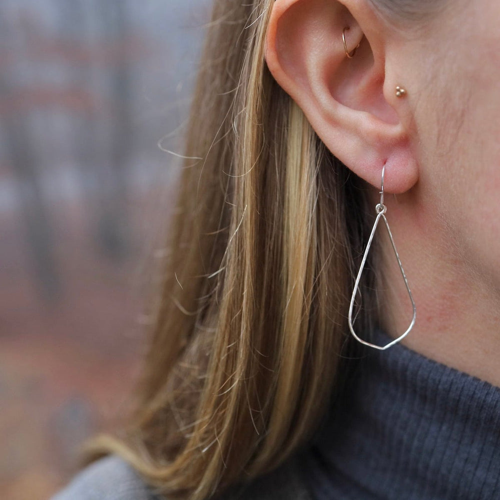 EAR Sterling Silver Hammered Wire Teardrop Earrings