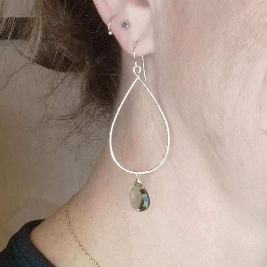 
                      
                        EAR Sterling Silver Hoop With Green Amethyst Drop
                      
                    