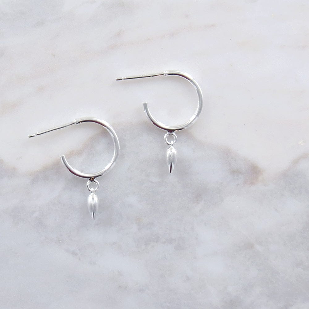 Load image into Gallery viewer, EAR Sterling Silver Hoop With Hanging Pod
