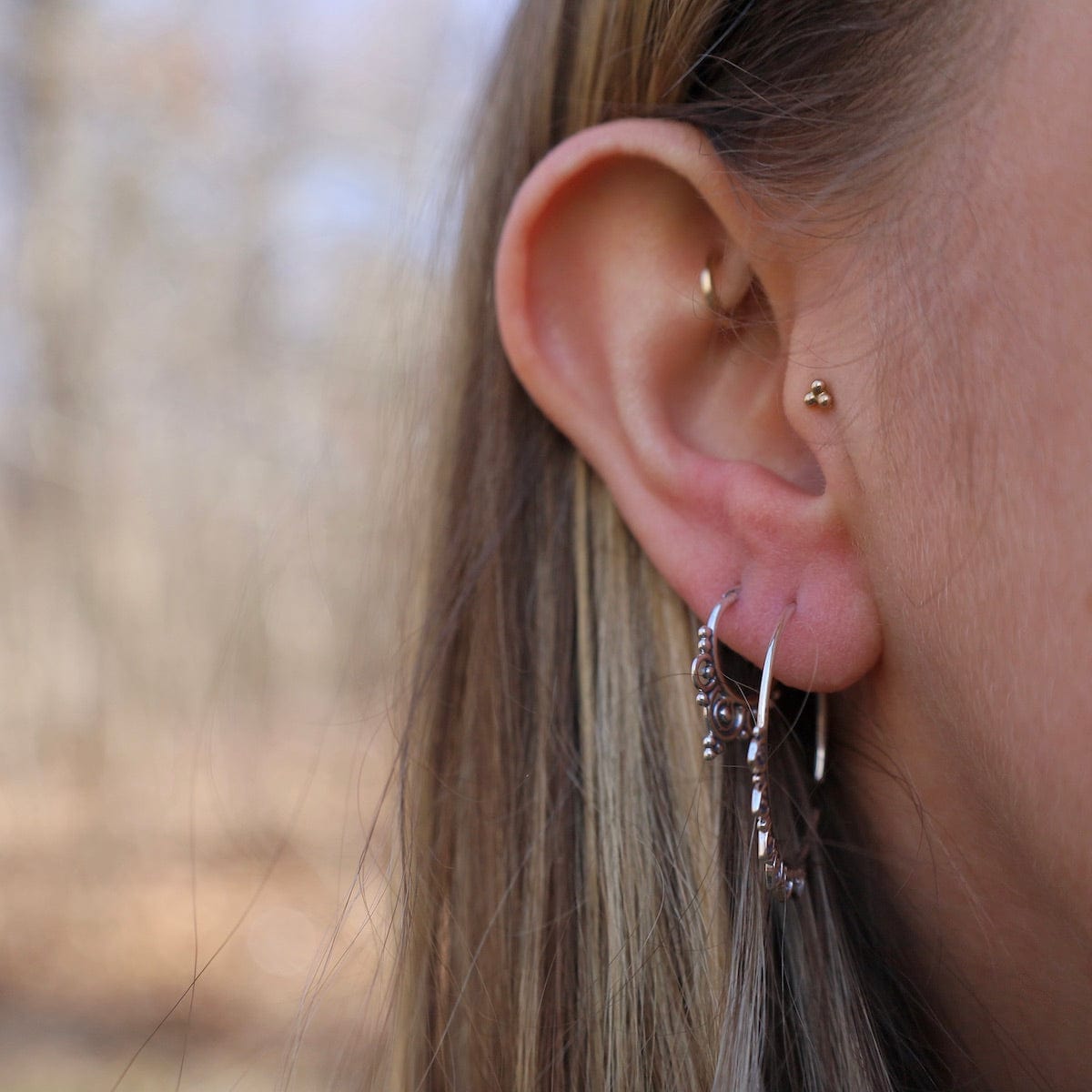 EAR Sterling Silver Hoops with Coils