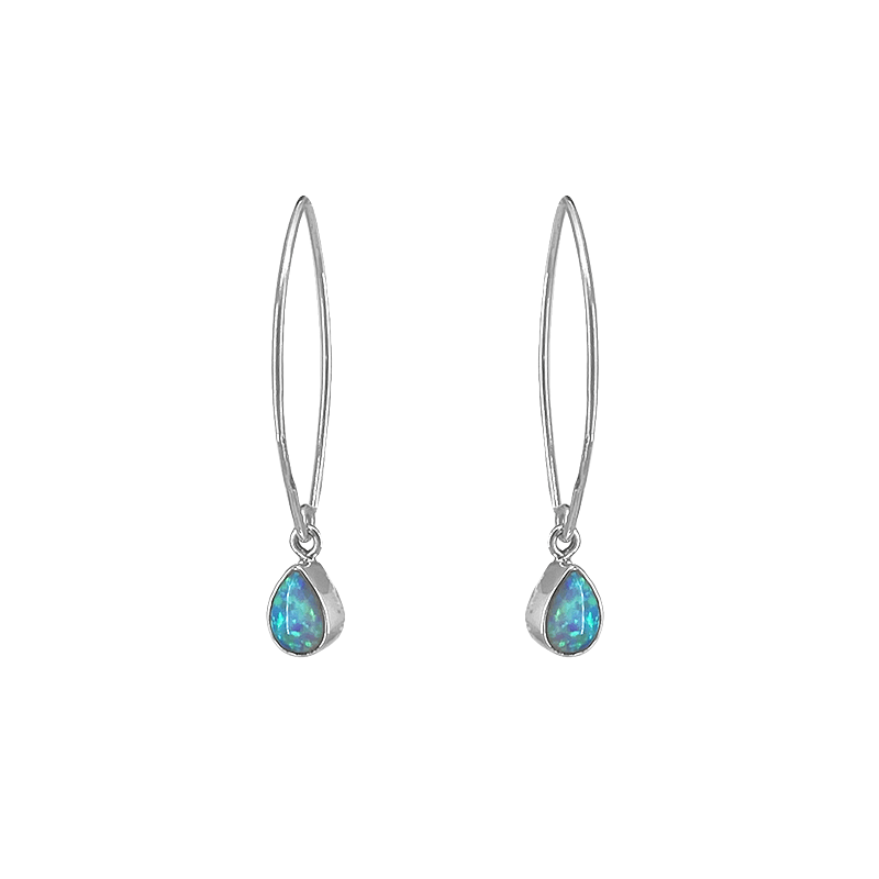 EAR Sterling Silver Hoops with Opal