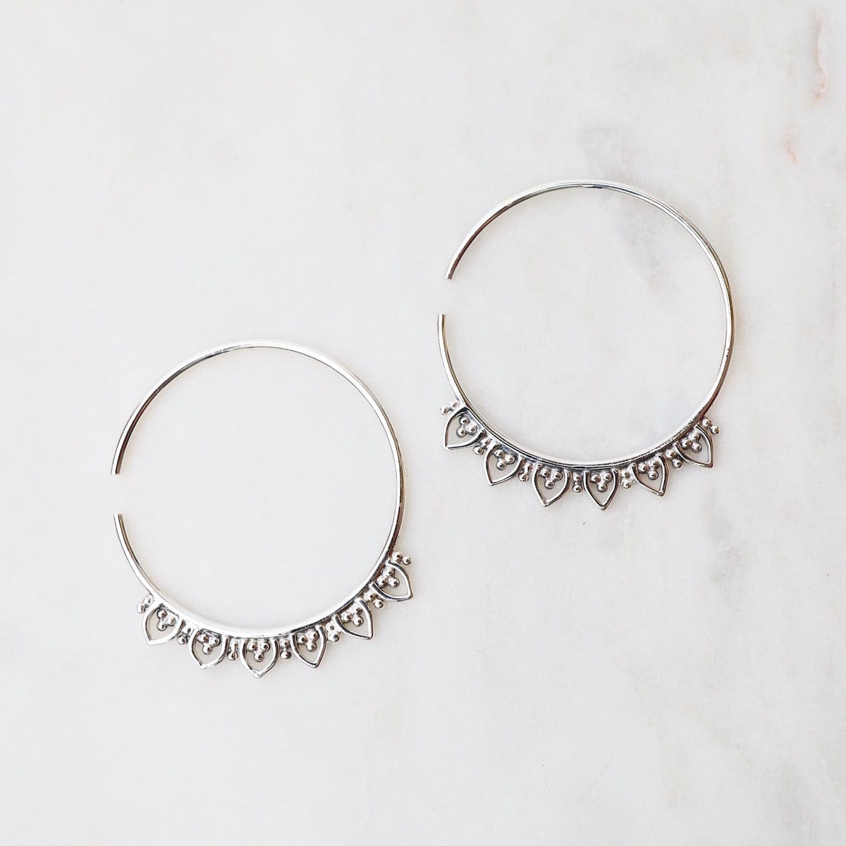 EAR Sterling Silver Hoops with Petals