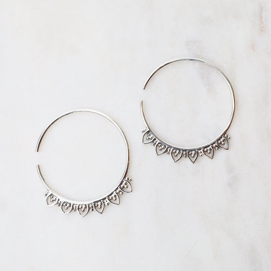 EAR Sterling Silver Hoops with Petals