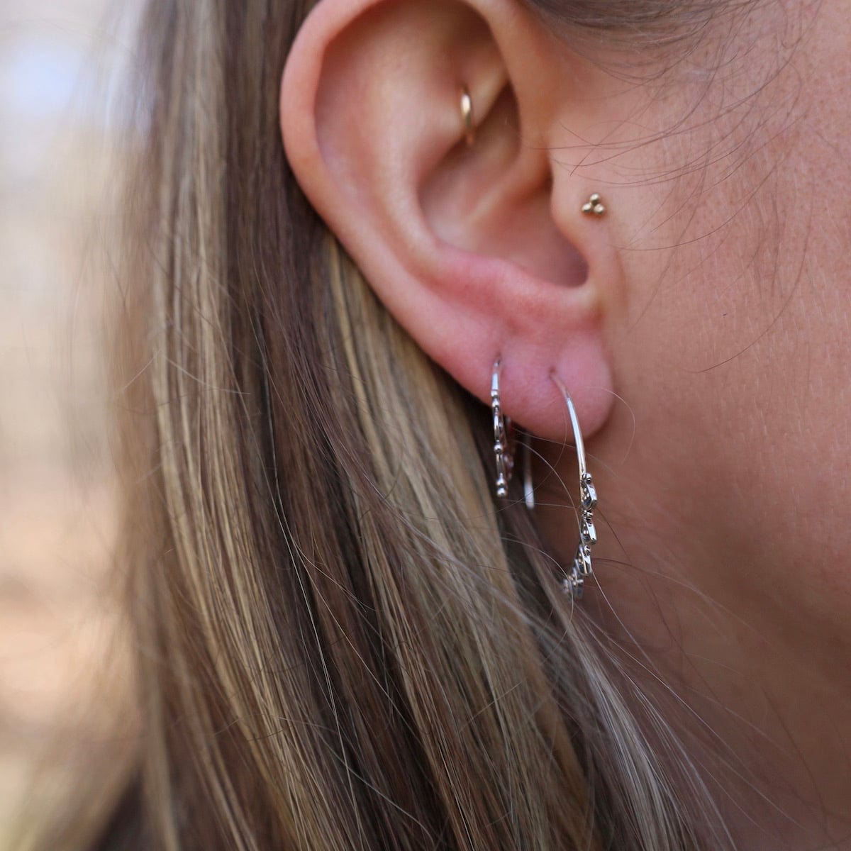 EAR Sterling Silver Hoops with Petals