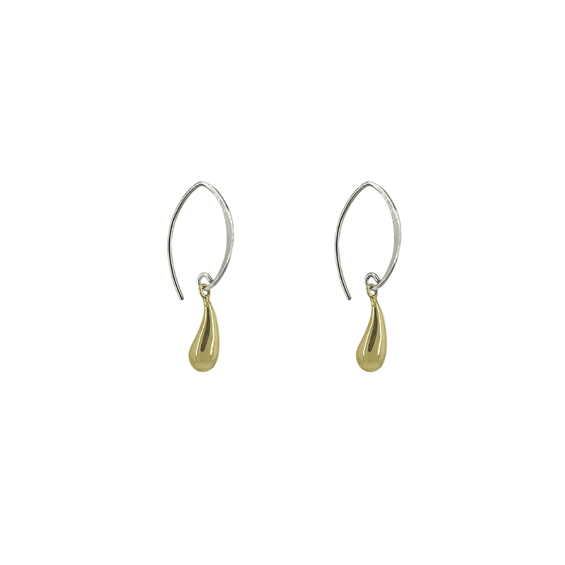 EAR Sterling Silver Hoops with Solid Brass Charm
