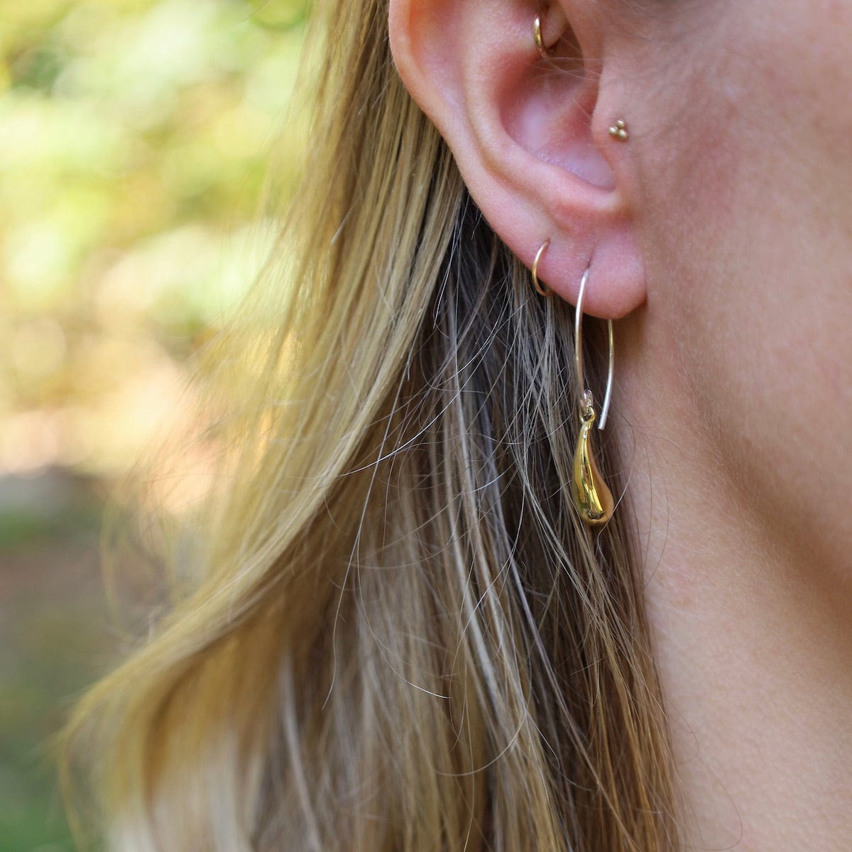 EAR Sterling Silver Hoops with Solid Brass Charm