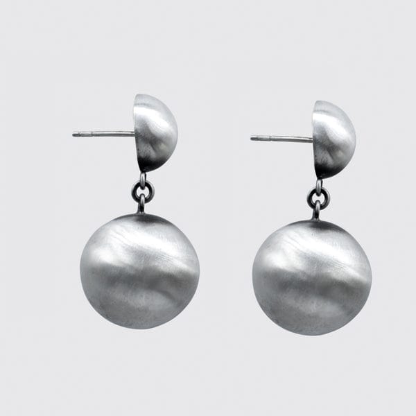 EAR Sterling Silver Large Ball Drop Stud Earrings
