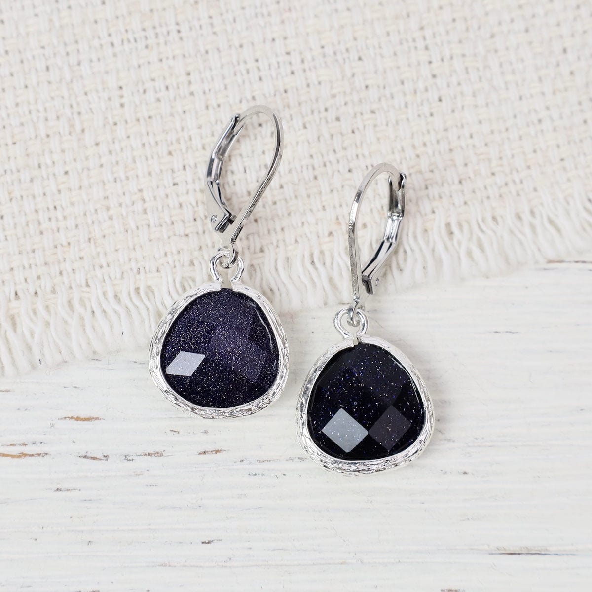 EAR Sterling Silver Leaverback Gemstone Earring – Blue