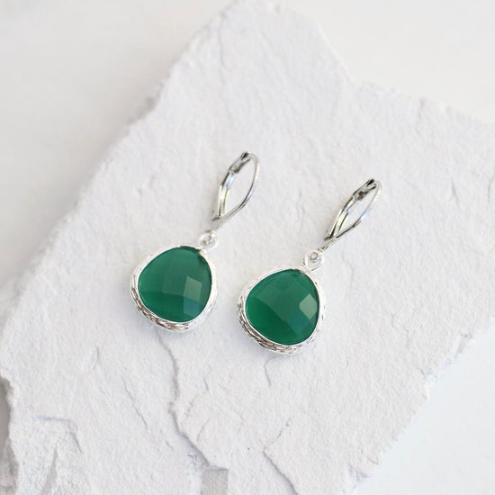 EAR Sterling Silver Leverback Gemstone Earrings – Palace Green