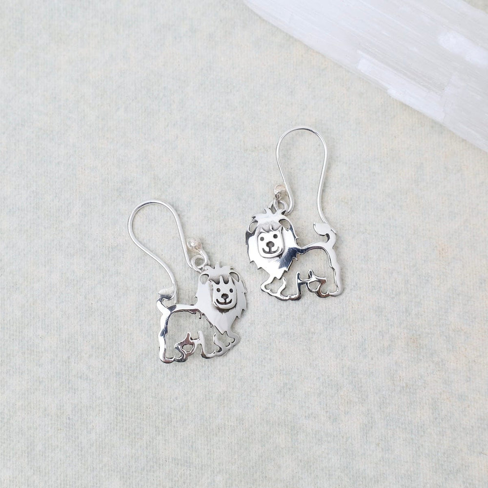 EAR Sterling Silver Lion Dangle Earrings