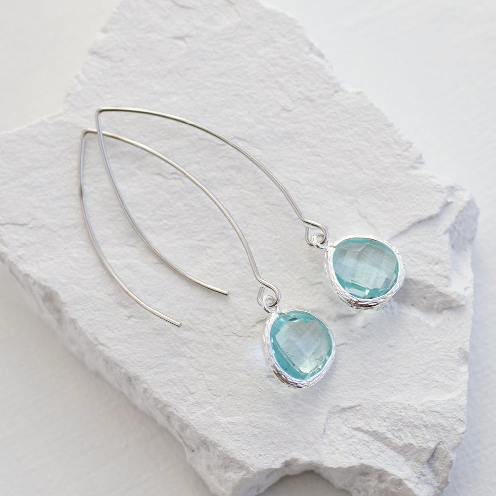 
                      
                        EAR Sterling Silver Long Crystal Drops - Aqua
                      
                    