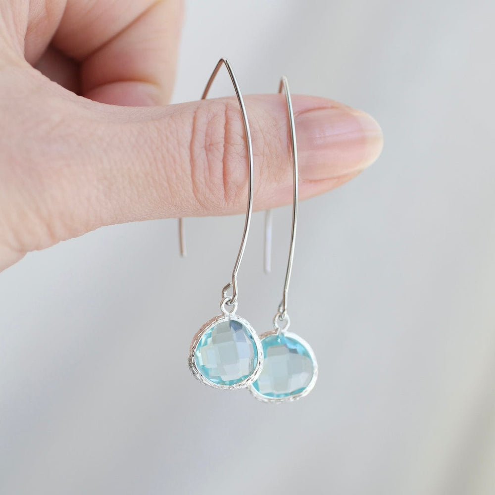 
                      
                        EAR Sterling Silver Long Crystal Drops - Aqua
                      
                    